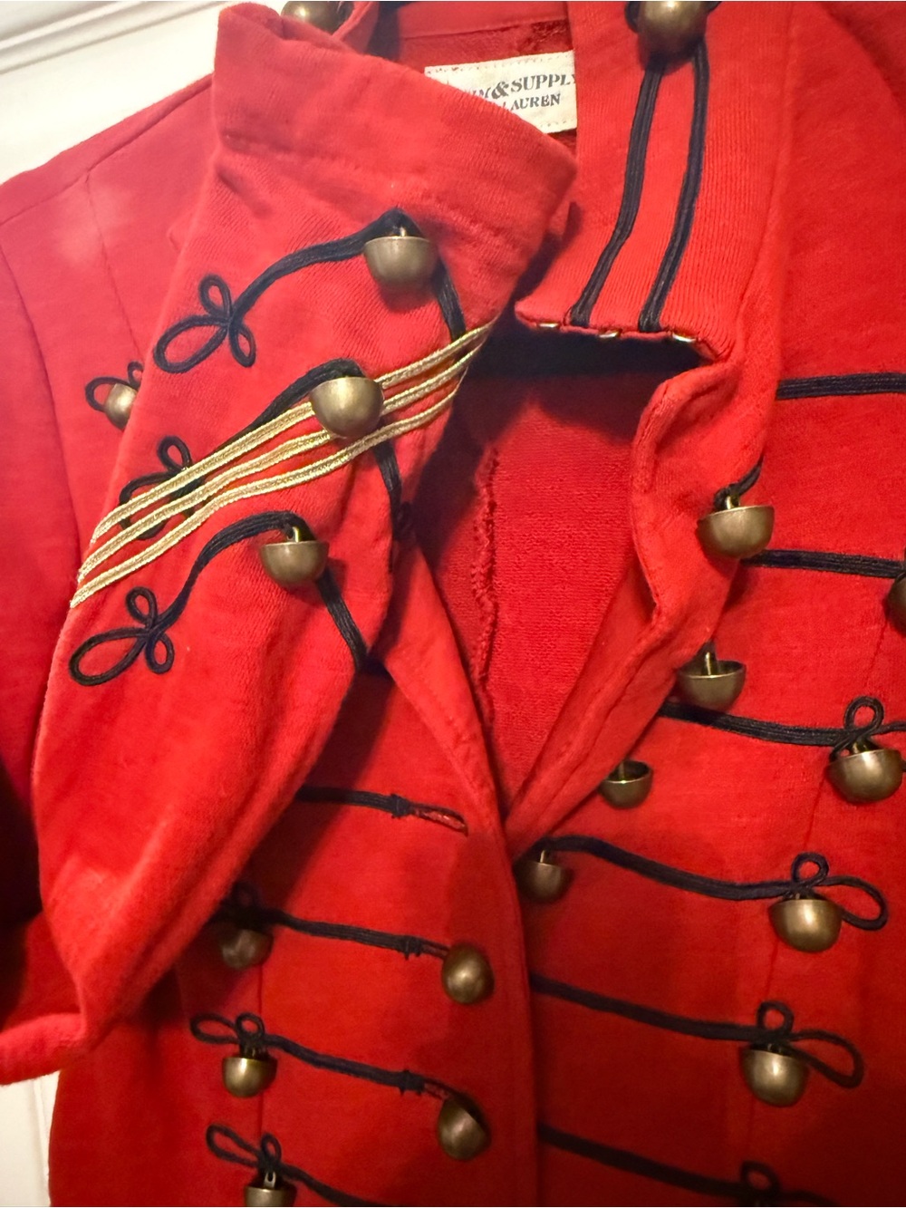 Ralph Lauren Denim & Supply Red Nutcracker Military Band Red Cropped Jacket Sm - Picture 2 of 8